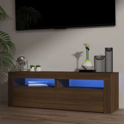 Afbeelding van Tv meubel met LED verlichting 120x35x40 cm bruineikenkleurig