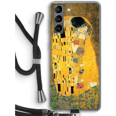 Afbeelding van Case Company® hoesje met Koord geschikt voor Samsung Galaxy S21 Der Kuss Telefoonhoesje Zwart Bescherming aan alle Kanten en Over de Schermrand