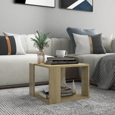 Afbeelding van Salontafel 40x40x30 cm bewerkt hout sonoma eikenkleurig