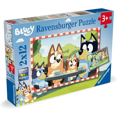 Afbeelding van Ravensburger Kinderpuzzel Bluey 2x12 Stukjes Vanaf 3 Jaar