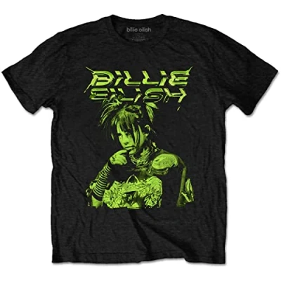 Afbeelding van Billie Eilish Illustration Heren T shirt XL Zwart