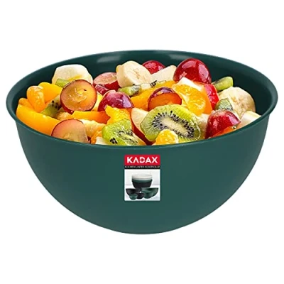 Afbeelding van KADAX kunststof kom, slakom, mengkom, stapelbaar, keukenschaal, ronde serveerschaal voor keuken, salade, deeg, vaatwasmachinebestendig (5 l, groen)