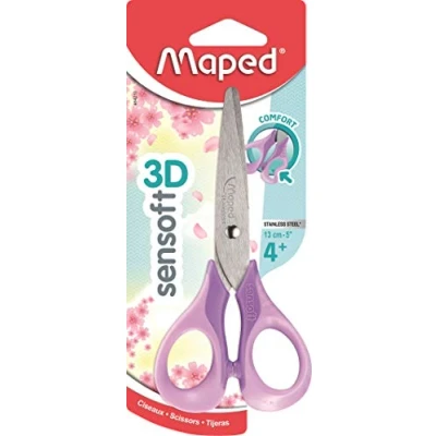 Afbeelding van Maped Sensoft schaar 13 cm kinderschaar met zachte ringen en 3D ergonomie schoolschaar vanaf 4 jaar voor kleuterschool basisschaar pastelpaars 484291