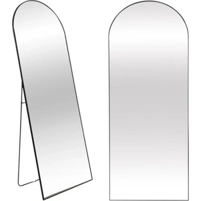 Afbeelding van SensaHome Passpiegel Minimalistische Design Wandspiegel Staande Spiegel met Metalen Rand Zwart 160x60x4 CM