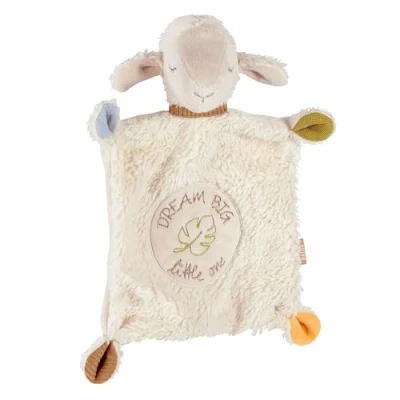 Afbeelding van Fehn Dream Big Schapenknuffeldier speelkameraad en knuffeldier van katoen uit gecontroleerde biologische teelt (KBA) met individueel geborduurde slogan voor baby&#039;s peuters vanaf 0 maanden