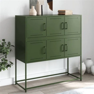 Afbeelding van Dressoir 100,5x39x107 cm koudgewalst staal olijfgroen