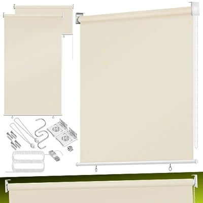 Afbeelding van KESSER® Verticaal rolgordijn, balkonrolgordijn, 100 x 240 cm, zonwering, zijrolgordijn, stabiel, weerbestendig, balkonrolgordijn voor balkon, terras en tuin, grijs