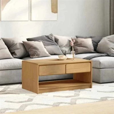 Afbeelding van Salontafel SAUDA 99x55x45 cm massief grenenhout eikenkleurig