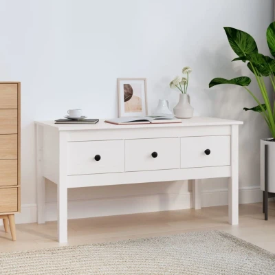Afbeelding van Salontafel 102x49x55 cm massief grenenhout wit