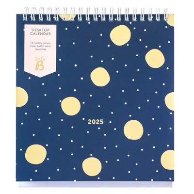 Afbeelding van Busy B Bureaukalender 2025 van januari tot december, kalender met geïntegreerde standaard en inklapbare binding, A5 werkkalender voor kantoor of thuis, jaarplanner inclusief