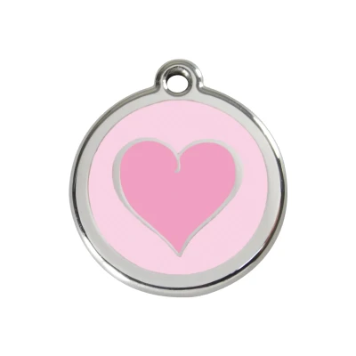 Afbeelding van Heart Pink roestvrijstalen hondenpenning medium/gemiddeld dia. 3 cm RedDingo