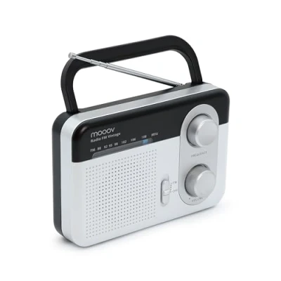 Afbeelding van Metronic 477220 FM draagbare radio grote golf met hoofdtelefoonaansluiting wit en zwart