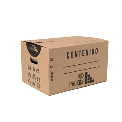 Afbeelding van BOXPACKING Verhuisdozen, set met 10 kartonnen dozen, verpakking, 50 x 30 cm, handgrepen, opbergdoos