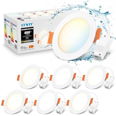 Afbeelding van LVWIT led inbouwspot, extra vlak, 4 W komt overeen met 35 W, plafondspots, 400 lm, 3000 K, warm wit, 4000 neutraal 6500 koudwit, spot voor badkamer, keuken, woonkamer, hal, 6 stuks