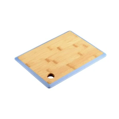 Afbeelding van Kesper Keuken voedsel bereiden snijplank 27 x 19 cm bamboe hout blauwe rand luxe versie