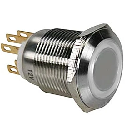 Afbeelding van Drukknop In Roestvrij Staal Spdt 1No 1Nc Witte Ring 19mm