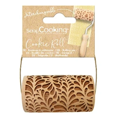 Afbeelding van Scrap Cooking 5308 Mini houten rol &quot;Ondines&quot; decoraties gegraveerd met reliëf vorm voor koekjes, zandkoekjes, koekjes
