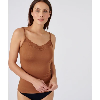 Afbeelding van Damart Kanten hemdje onzichtbaar Thermolactyl Vrouwen Bruin 34 36 (XS)