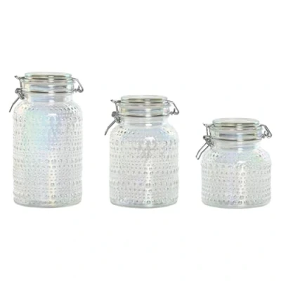 Afbeelding van Set van 3 Potjes Home ESPRIT Transparant Metaal Kristal 1,2 L Onderdelen