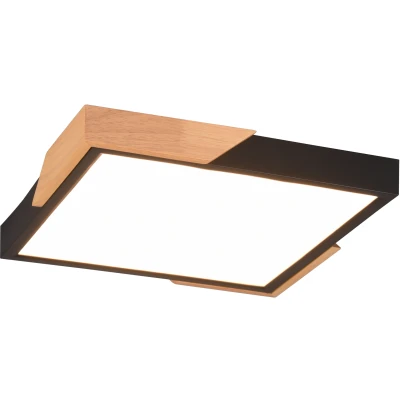 Afbeelding van Reality LED Plafondlamp Plafondverlichting 20W Warm Wit 3000K Dimbaar Vierkant Zwart Kunststof