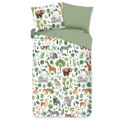 Afbeelding van Dekbedovertrek voor Kinderen 120x150 cm Afrikaanse Dieren Print Multi 1 Persoons 100% Katoen