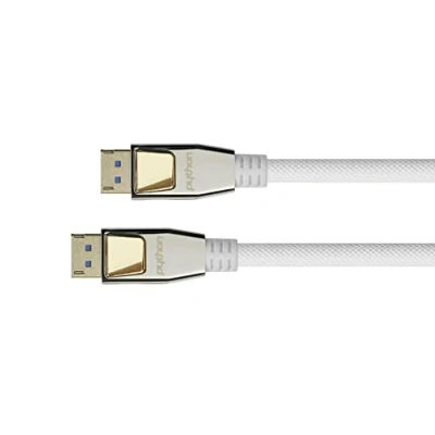 Afbeelding van Python Premium DisplayPort 2.0 kabel 1m 54 Gbit/s, UHBR 13,5 4K @240Hz / 8K @ 60Hz koperen geleider NYLONGE gevlochten wit