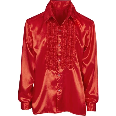 Afbeelding van Widmann Jaren 80 &amp; 90 Kostuum Lekker Foute Rouchenblouse Rood Man XXL Carnavalskleding Verkleedkleding