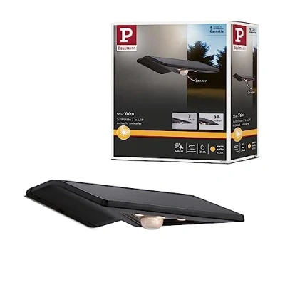 Afbeelding van Paulmann 94245 Yoko Wandlamp op zonne energie met bewegingsmelder 1.2 W Warmwit Antraciet