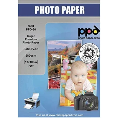 Afbeelding van PPD 5 x 7 inch (ca. 13 18 cm) 50 fotopapier, super premium gesatineerd, 280 g, inkjet, sneldrogend, microporeus, waterdicht 86