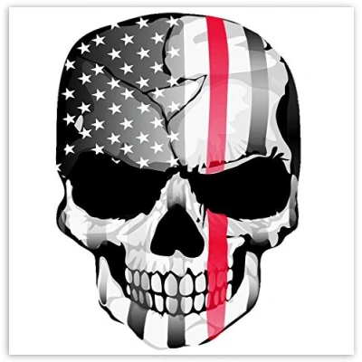 Afbeelding van Skino Eu® 2 x Stickers Schedel Amerikaanse Vlag VS Auto Vrachtwagen Venster Deur Motorfiets Fiets Tuning B 42