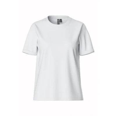 Afbeelding van Pieces CRIA FOLD UP Solid TEE Tshirt basic, Dames, Maat: XS, Bright white