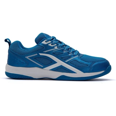 Afbeelding van Hundred Xoom non marking professionele badmintonschoenen voor heren Materiaal: kunstleer Geschikt indoortennis, squash, tafeltennis, basketbal en padel (blauw/wit, maat: EU 41, UK 7, US 8)