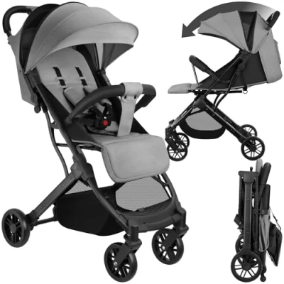 Afbeelding van tectake® Buggy kinderwagen Finn Lichtgewicht plooibuggy Inklapbaar en met opvouwbare kap Draagkracht 15kg Grijs