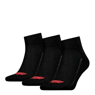 Image de Levi&#039;s Lot de 3 paires chaussettes trois quarts unisexes, Noir, 35 38 EU