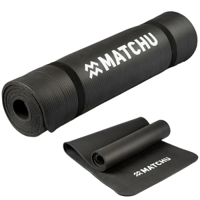 Afbeelding van Matchu Sports Fitnessmat Yogamat Sportmat Fitness mat Met draagkoord 180 cm x 60 0,9 Zwart NBR