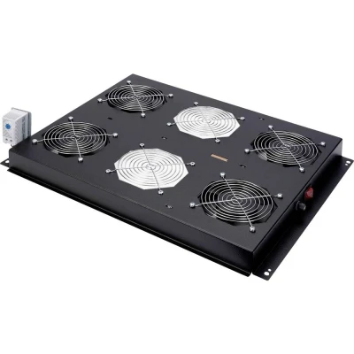 Afbeelding van ROLINE 19 inch dakventilatorunit 4 ventilatoren , Thermostaat zwart