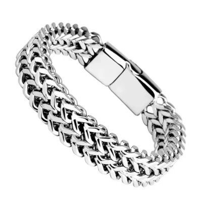 Afbeelding van Luxe Herenarmband Magnetische Gesp Gevlochten voor en achter RVS