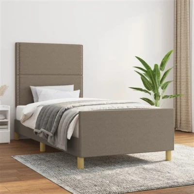 Afbeelding van vidaXL Bedframe met hoofdbord stof taupe 100x200 cm