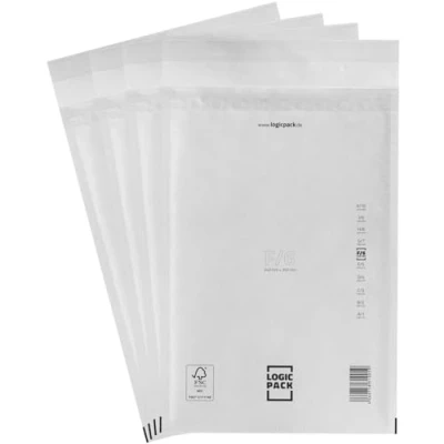 Afbeelding van LOGIC PACK 400 stuks enveloppen F6 gewatteerde 240 x 350 mm verzendenveloppen wit zelfklevend voor DIN A4 formaat
