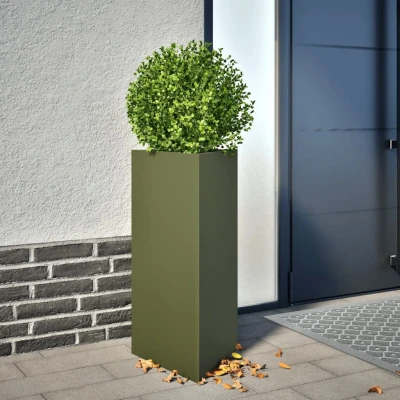 Afbeelding van vidaXL Plantenbakken 2 st driehoek 40x34,5x70 cm staal olijfgroen