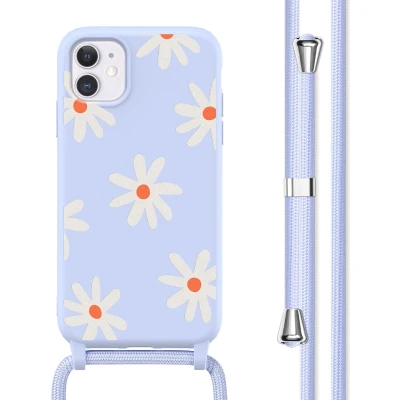 Afbeelding van imoshion hoesje Geschikt voor iPhone 11 met koord Siliconen design Meerkleurig / Lila Flower Distance