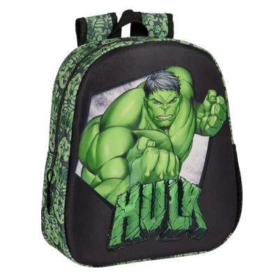 Afbeelding van 3D Kinderrugzak Hulk Zwart Groen 27 x 33 10 cm