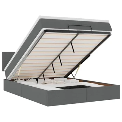 Afbeelding van vidaXL Ottoman bed met matras en LED&#039;s 140x190 cm stof donkergrijs