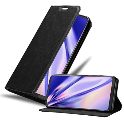 Afbeelding van Cadorabo Hoesje geschikt voor Motorola MOTO G8 in ZWARTE NACHT Beschermhoes met magnetische sluiting, standfunctie en kaartvakje Book Case Cover Etui