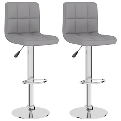 Image de vidaXL Tabourets de bar lot 2 gris clair tissu334635