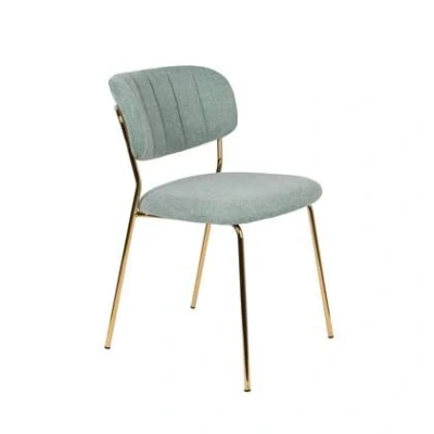 Afbeelding van Livingstone Design Parton Eetkamerstoel Goud Onderstel Lichtgroen
