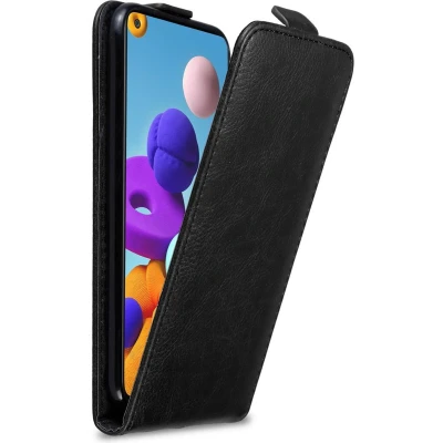 Afbeelding van Cadorabo Hoesje geschikt voor Samsung Galaxy A21s in ZWARTE NACHT Beschermhoes flip design Case Cover met magnetische sluiting