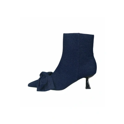 Afbeelding van Sacha Dames Blauwe denim enkellaarsjes met hak Maat 37
