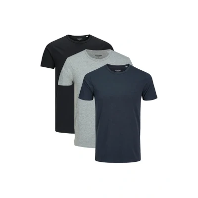 Afbeelding van Jack &amp; Jones 3ER PACK Tshirt basic, Heren, Maat: Large, Schwarz grau blau
