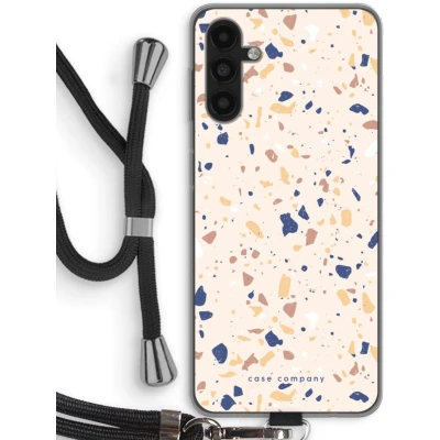 Afbeelding van Case Company® hoesje met Koord geschikt voor Samsung Galaxy A04s Terrazzo N23 Telefoonhoesje Zwart Bescherming aan alle Kanten en Over de Schermrand